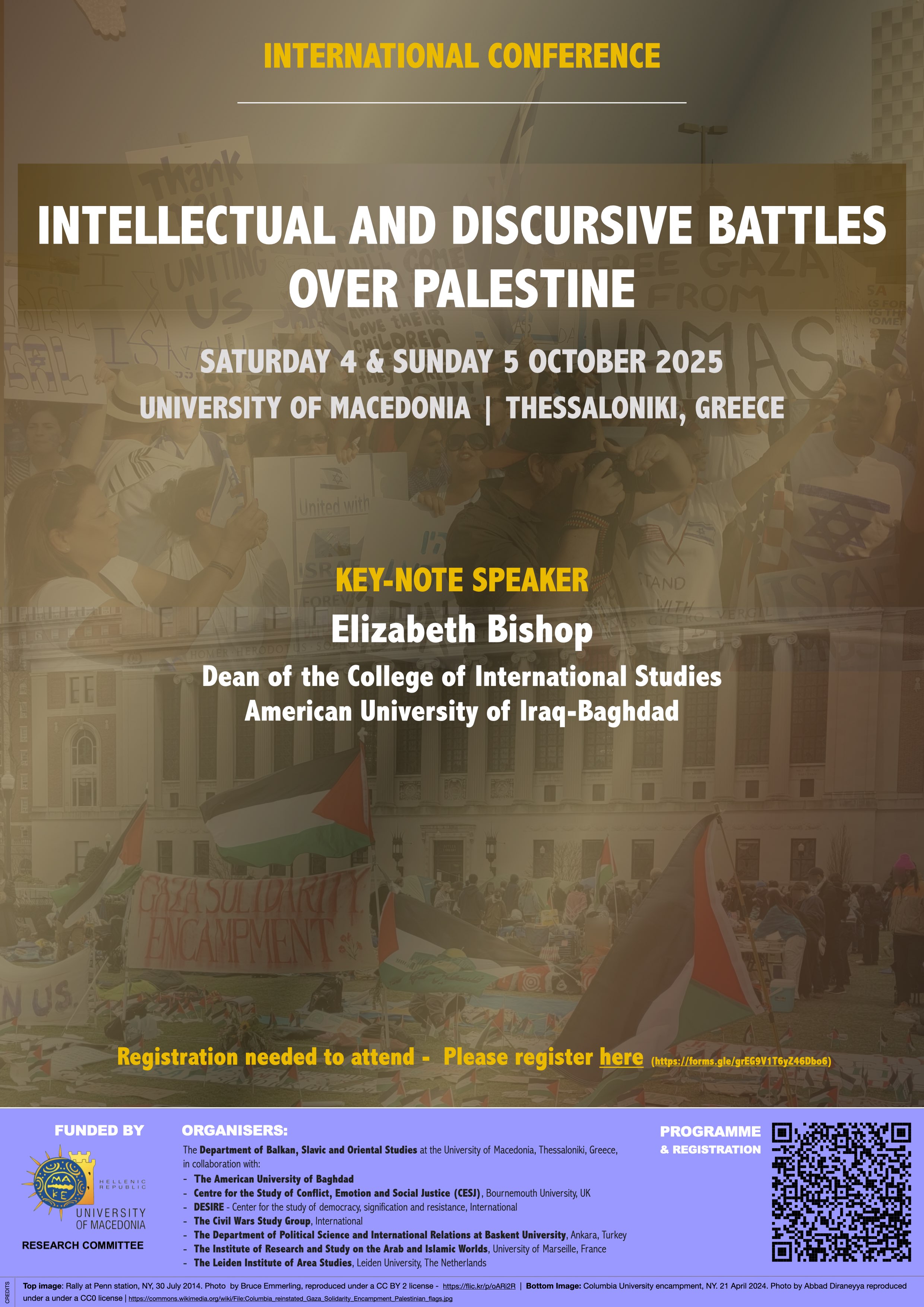 International Conference: Intellectual and Discursive Battles over Palestine | Conference Venue: University of Macedonia, Thessaloniki, Greece | Dates: 4-5 Octob